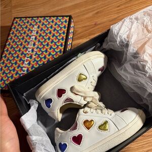Kurt Geiger White Sneakers with Colorful Hearts